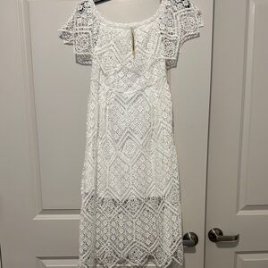 Off shoulder boho White Lace Dress